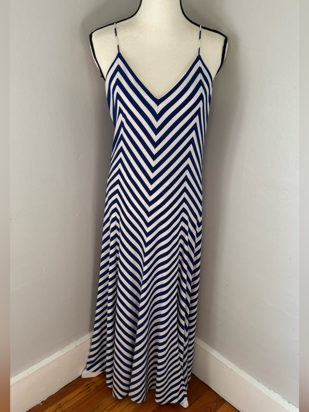 Polo Ralph Lauren Flattering Striped Maxi Dress Blue White Large - Picture 13 of 13